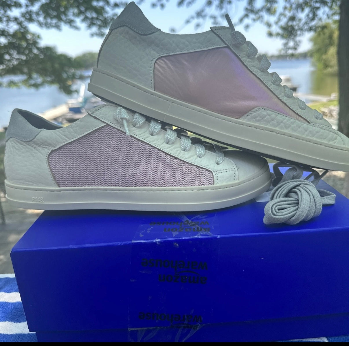 P448 JOHN BS KEPLER LEATHER/ LUREX/ NYLON SNEAKERS SZ EU 40/ US 9.5IN $298 Org