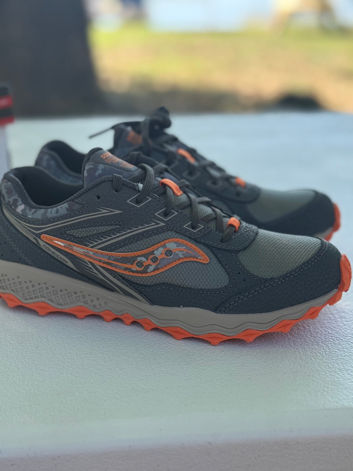 NEW Saucony Cohesion TR14 LTT Trail Running Shoe Olive Camo Big Kid Size 4M