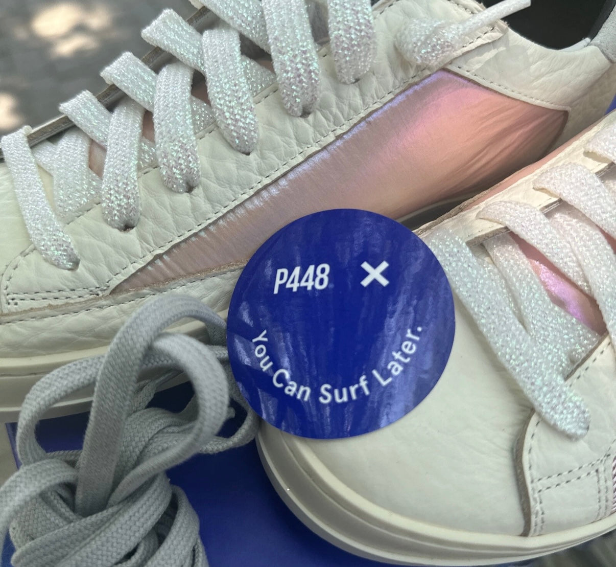 P448 JOHN BS KEPLER LEATHER/ LUREX/ NYLON SNEAKERS SZ EU 40/ US 9.5IN $298 Org