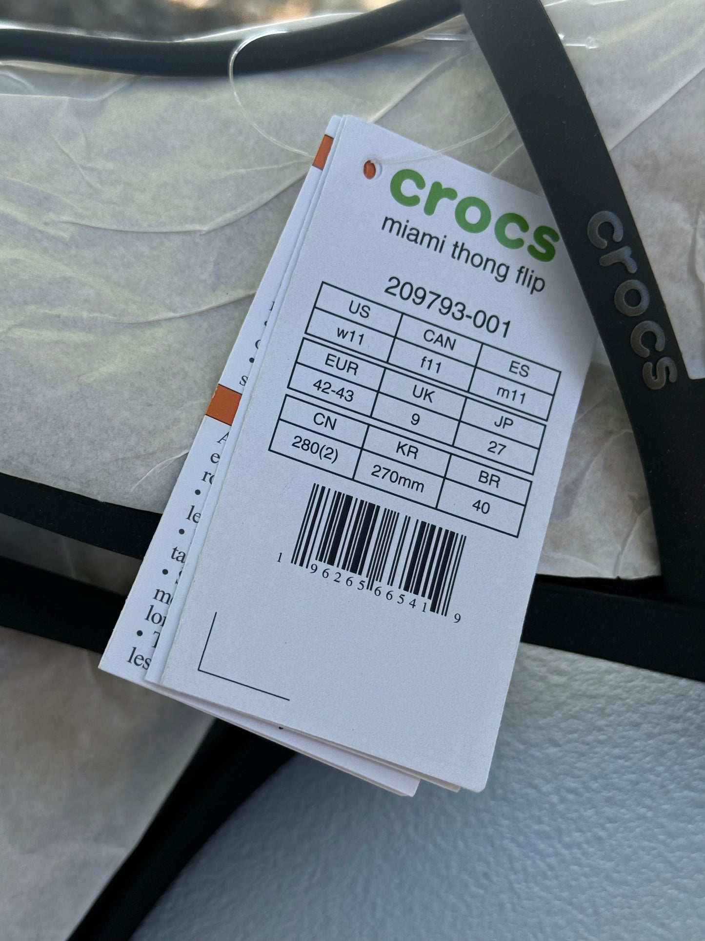 Crocs Women's Miami Thong Sandal Flat Size 11 Black New In Plastic