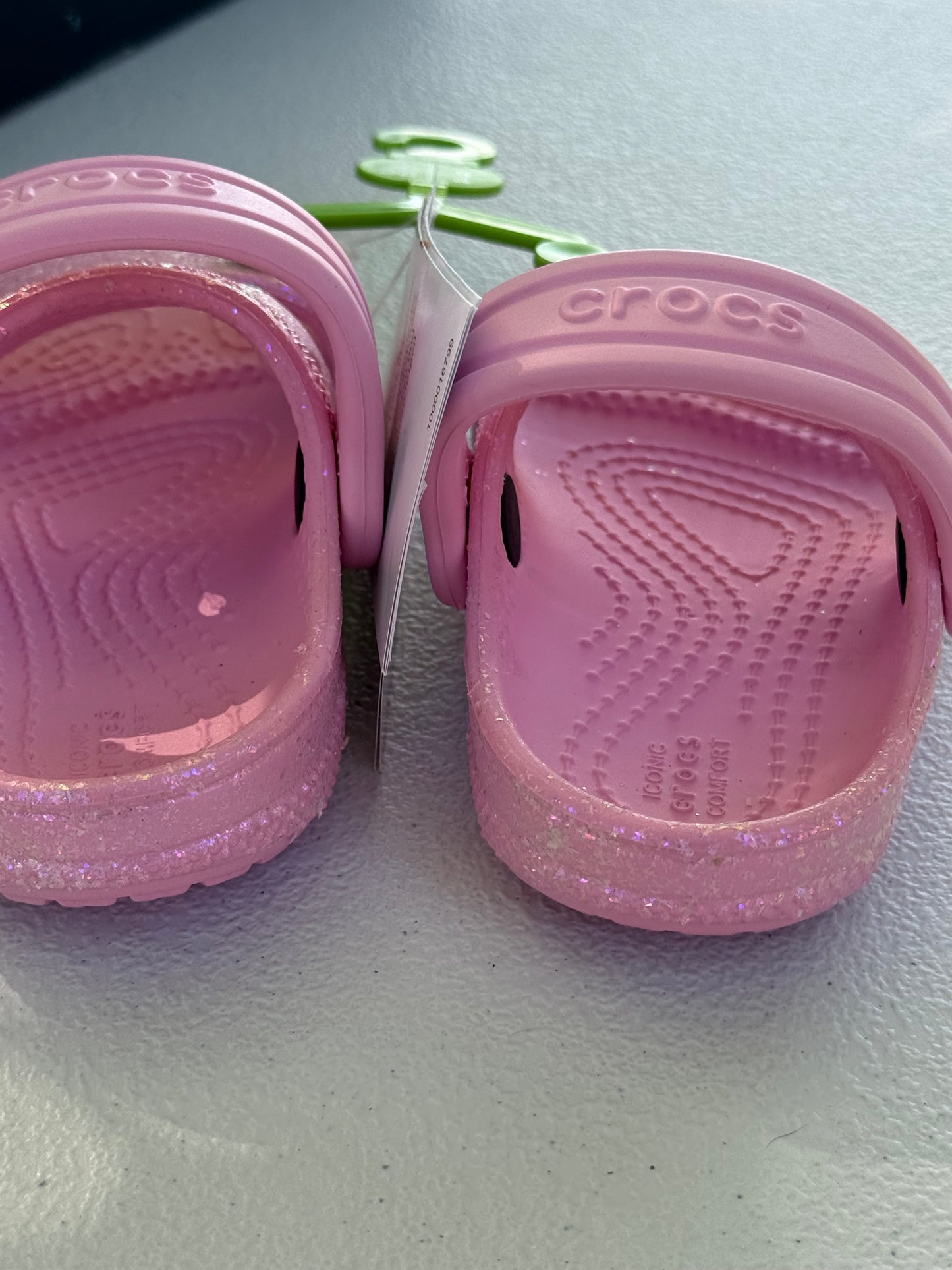 New CROCS Toddler Pink Glitter Sandals Size 6 (C6) Classic Crocs
