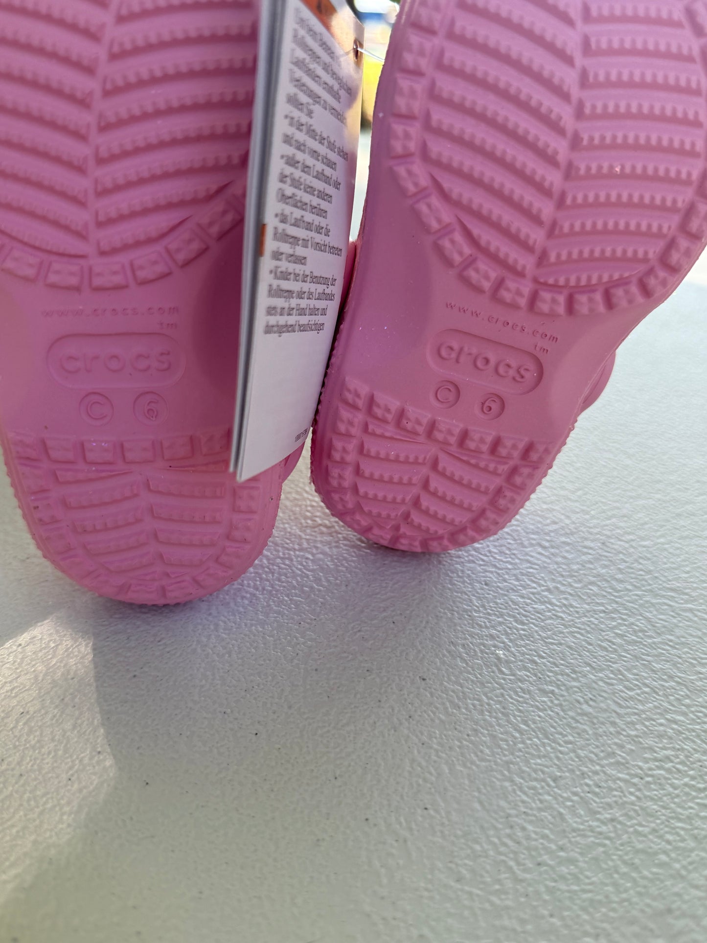 New CROCS Toddler Pink Glitter Sandals Size 6 (C6) Classic Crocs