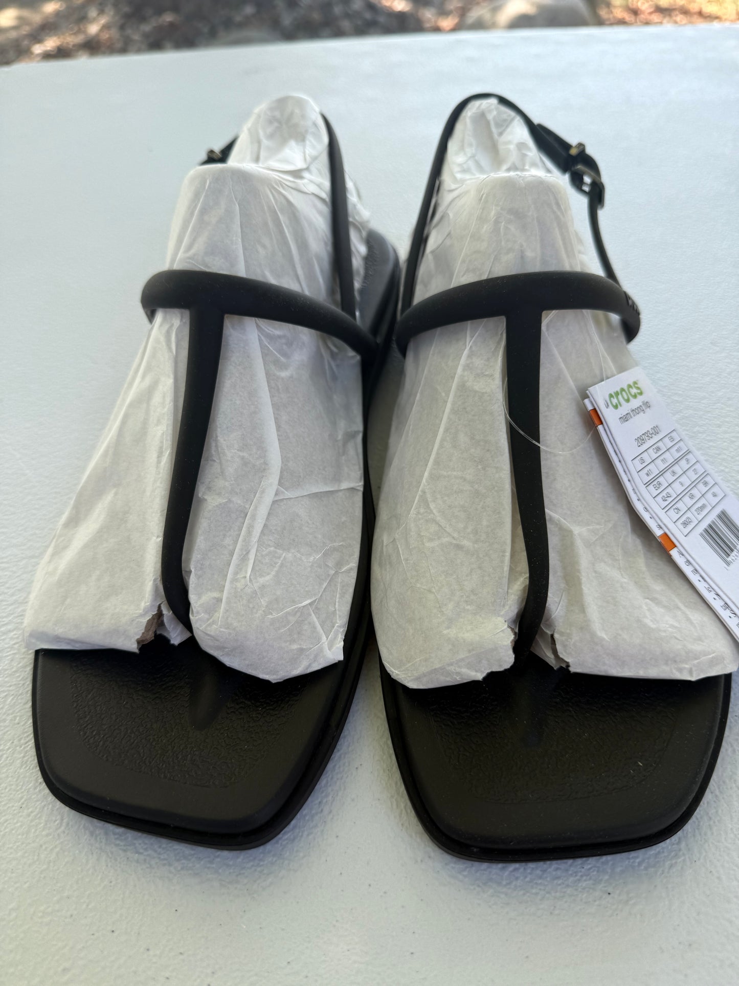 Crocs Women's Miami Thong Sandal Flat Size 11 Black New In Plastic