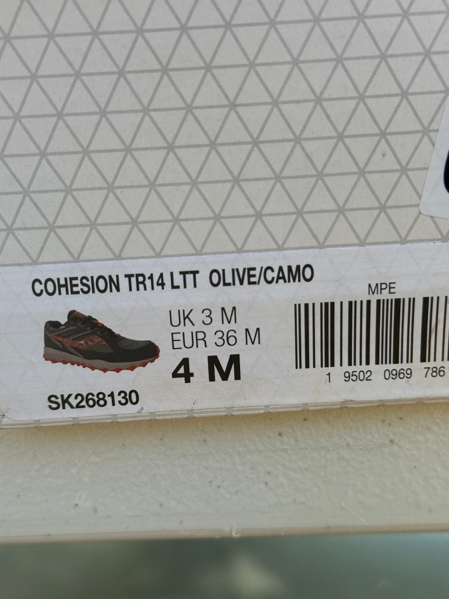 NEW Saucony Cohesion TR14 LTT Trail Running Shoe Olive Camo Big Kid Size 4M